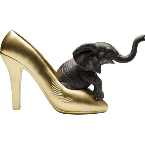Kare Design Deko Figur Elephant Shoe Fetish, Gold/Schwarz, Elefant, Handbemalt, Unikat, Tier Design, Deko Objekt fürs Wohnzimmer, für Regale, Geschenkidee, 19x34x9 cm (H/B/T) von Kare