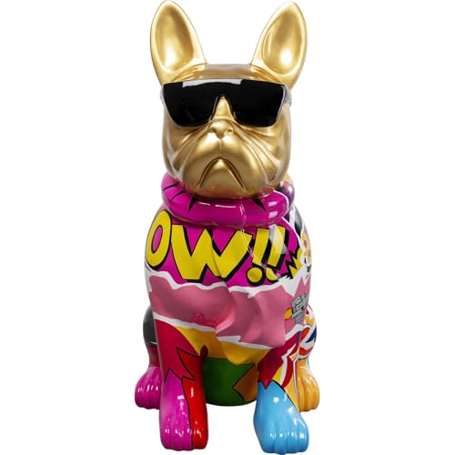 Kare Design Deko Figur Graffiti Dog, Gold/Bunt, Hund, handgefertigt, Unikat, Tier Design, Deko Objekt fürs Wohnzimmer, für Regale, Geschenkidee, 20x10x13 cm (H/B/T) von Kare