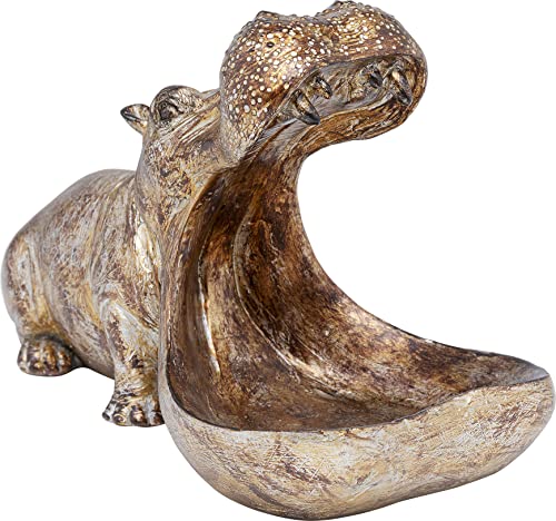 Kare Design Deko Figur Hungry Hippo, Gold, Deko Objekt, Nilpferd, Vintage, 17x15x27 cm (H/B/T) von Kare