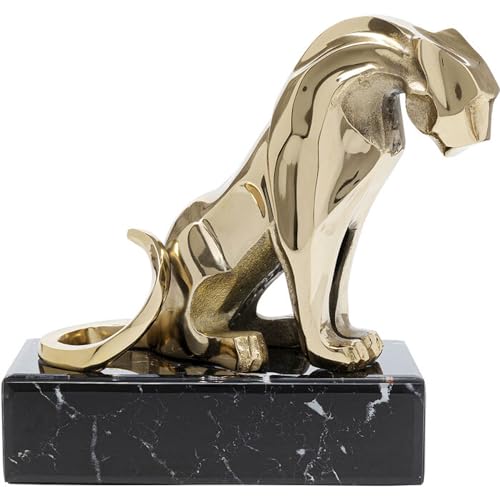 Kare Design Deko Figur Lion on Marble, Gold, Deko Objekt, Löwen Motiv, Aluminium, Glas Sockel, handgearbeitet, Unikat, 34x31x20 cm (H/B/T) von Kare