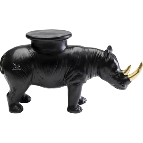 Kare Design Deko Figur Rhino, Schwarz, Nashorn, handbemalt, Unikat, Deko Objekt fürs Wohnzimmer, für Regale, Ablage für Kerzen, Tier Design, 23x51x13 cm (H/B/T) von Kare