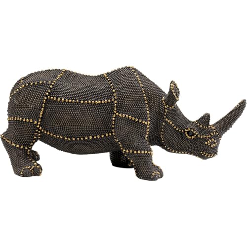 Kare Design Deko Figur Rhino Rivets Pearls, Schwarz, Nashorn, handgefertigt, Unikat, Deko Objekt fürs Wohnzimmer, für Regale, Tier Design, mit Perlen verzogen, 11,5x26x9,5 cm (H/B/T) von Kare