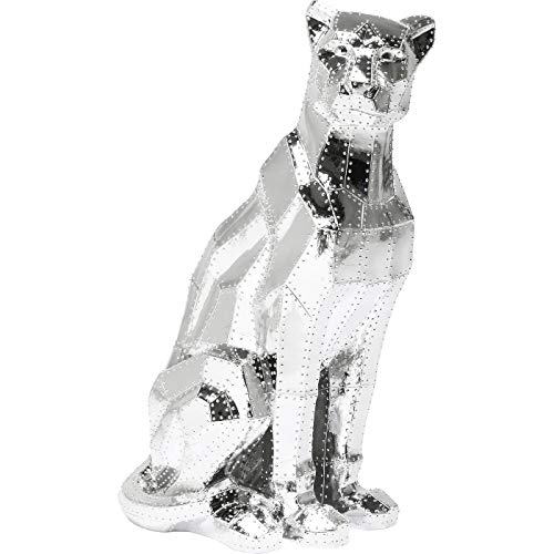Kare Design Deko Figur Sitting Cat Rivet Chrome, 38500, moderne, große Dekoobjekte, sitzende Raubkatze Panther, silber (H/B/T) 82x36x43cm von Kare