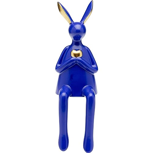 Kare Design Deko Figur Sitting Rabbit Heart, Blau, Hase, Keramik, Unikat, Handgearbeitet, 29x10x12cm (H/B/T) von Kare