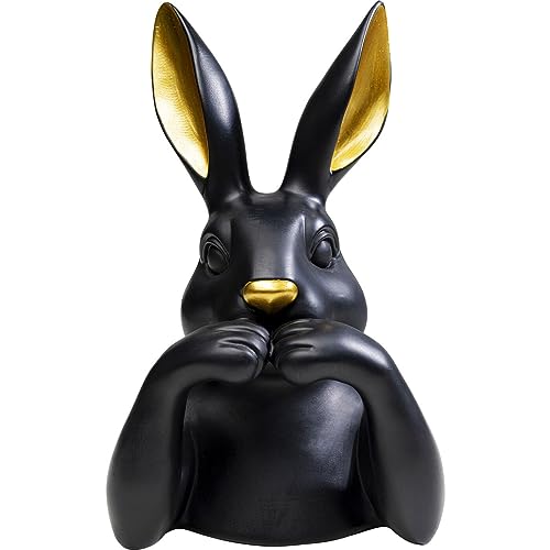 Kare Design Deko Figuren Sweet Rabbit, Schwarz, Hase, Polyresin, Unikat, Hanbemalt, teilweise Handgearbeitet, 31x19x17cm (H/B/T) von Kare
