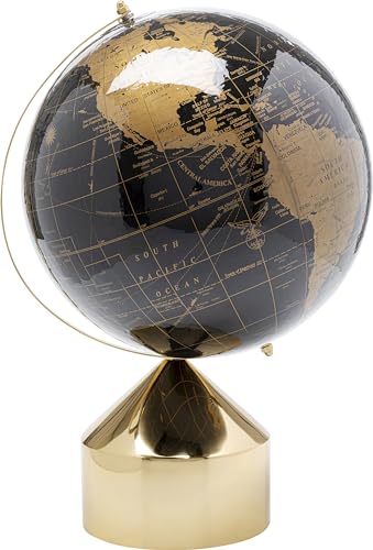 Kare Design Deko Objekt Globe Top, Schwarz, Gold, Globus, Edelstahlgestell, teilweise Handarbeit, D 30cm, 47x30x30 cm (H/B/T) von Kare