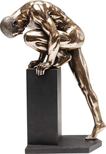 Kare Design Deko Objekt Nude Man Stand Bronze 35cm, Bronzefarbene Skulptur, Nackter Mann, 35,5x25,5x12,5cm von Kare