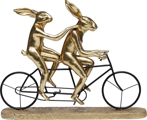 Kare Design Deko Objekt Tandem Rabbits, Gold, Geschenkidee, Dekofigur, Wohnzimmerdekoration, für Regale, Große Dekoration, 34x42.5x10.5cm (H/B/T) von Kare