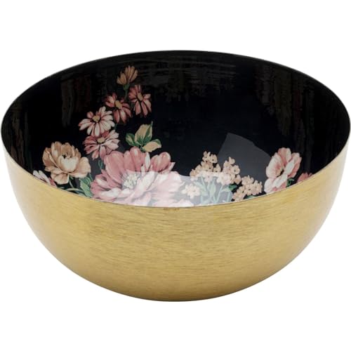 Kare Design Deko Schale Wild Roses, Gold, D26cm, Obstschale, Dekoschale, Stahl, Rosenmuster, 12x26x26 cm (H/B/T) von Kare