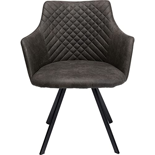 Kare Design Drehstuhl Coco, Anthrazit, Polsterstuhl, Easy-Clean Bezug, 360 Grad drehbar, 48cm Sitzhöhe, 84x53x60 cm (H/B/T) von Kare