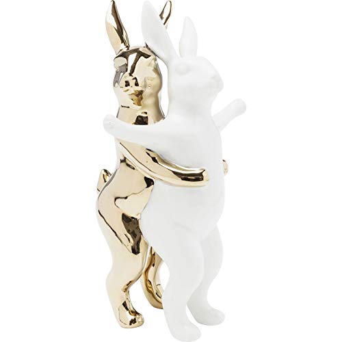 Kare Desgin Deko Figur Hugging Rabbits Medium, weiß/gold, Skulptur, Hase, 25cm von Kare
