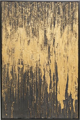 Kare Design Gerahmtes Bild Abstract Schwarz/Gold, Leinwandbild, Acrylfarbe, Massivholz Rahmen, Wanddekoration, Wohnzimmer, Schlafzimmer, handgemalt, 80x120cm von Kare