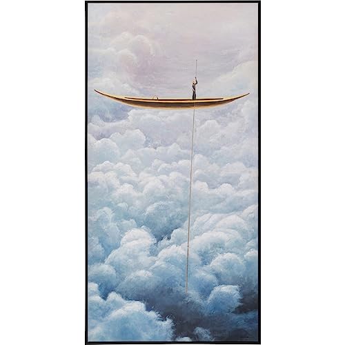 Kare Design Bild mit Rahmen Cloud Boat Blau, Leinwand, Wanddekoration, Massivholz Rahmen, Baumwollleinwand, Canvas, Acrylfarbe, 120x60x3,5cm von Kare