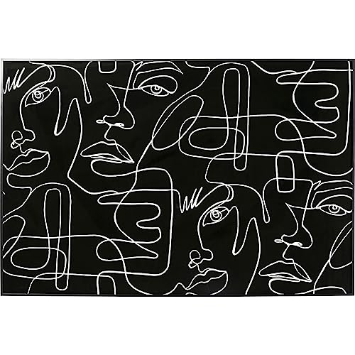 Kare Design Bild mit Rahmen Faccia Arte Drawing Schwarz/Weiß, Wanddekoration, Glasbild, Bilddruck auf Papier, 100x150x3,5cm von Kare