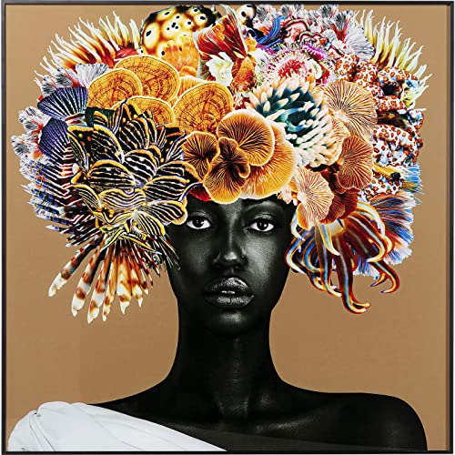 Kare Design Gerahmtes Bild Flower Hair, 120x120cm, Mehrfarbig, Leinwand, Wanddekoration, Kunstwerk von Kare