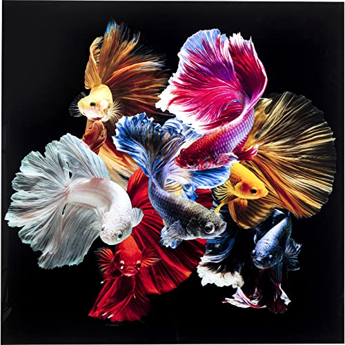 Kare Design Glasbild Colorful Swarm Fish, Mehrfarbig, Glasbild, Glas, 120x120 cm (H/B) von Kare