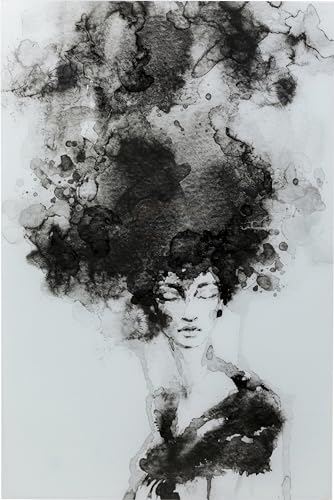 Kare Design Glasbild Smokey Hair, Wohnzimmer, zeitloses Motiv, Wandbild, Gemälde, Wanddekoration, 150x100x0,4cm, schwarz von Kare