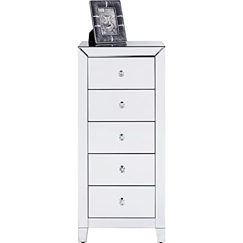 Kare Design Hochkommode Luxury 5 Schübe, glamouröses Highboard, Spiegelkonsole mit Funkelnden Griffen, verspiegeltes Schränkchen im extravagantem Design, Luxus Kommode, (H/B/T) 110x49x41cm von Kare