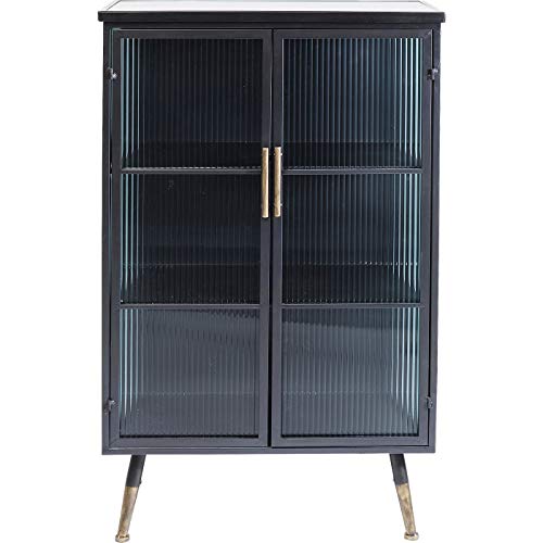 Kare Design Hochschrank La Gomera 2 Türen, edler Hochschrank mit Glastüren mit Griffen und Füßen in der Farbe Gold, dunkler Schrank, weitere Ausführungen erhältlich, (H/B/T) 120 72 38 von Kare