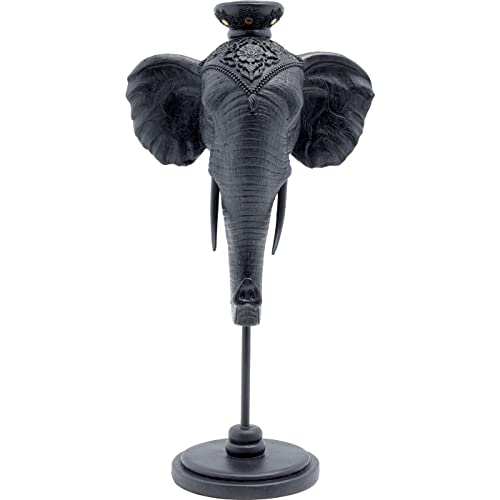 Kare Design Kerzenständer Elephant Head, Kerzenhalter, Elefantenkopf, schwarz, Artikelhöhe 49cm von Kare