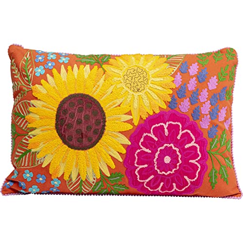 Kare Design Kissen Girasole, Gelb/Rosa, 60x40cm, Zierkissen, Dekokissen, Couchkissen mit Reißverschluss, Bezug 100% Baumwolle von Kare