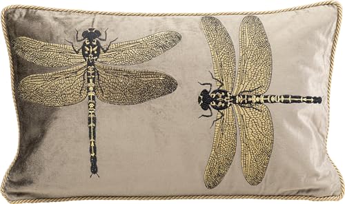 Kare Design Kissen Glitter Dragonfly, Braun, Sofakissen, mit Reißverschluss, 30x50x6 cm (H/B/T) von Kare