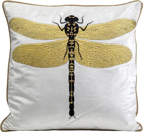 Kare Design Kissen Glitter Dragonfly, Weiß, Sofakissen, mit Reißverschluss, 40x40x6 cm (H/B/T) von Kare