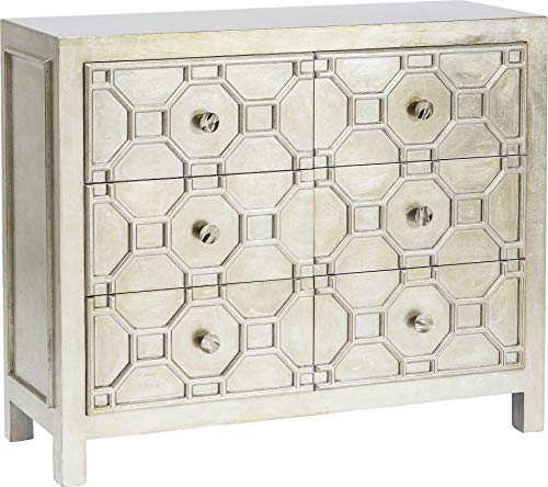 Kare Design Kommode Alhambra, TV Lowboard mit 6 Schubladen, Wohnzimmer Sideboard Silber, Ethno Look, Shabby Chic Kommode, (H/B/T) 61x124x38cm von Kare