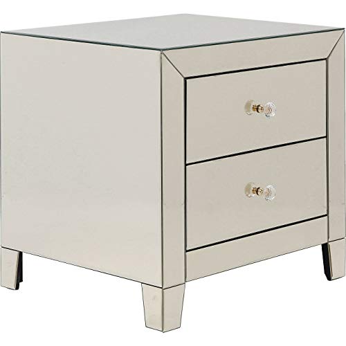 Kare Design Kommode Klein Luxury, verspiegelt, Nachttisch mit 2 Schubladen, Schlafzimmer, edle Glasgriffe, 50x49x41cm (H/B/T) von Kare