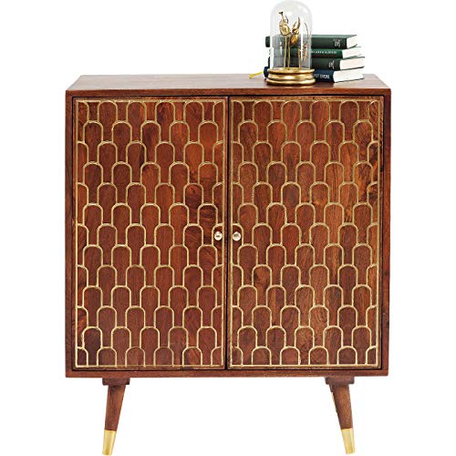 Kare Design Kommode Muskat, kleines, schmales Sideboard mit 2 Türen, braun mit goldenen Akzenten an der Schrank Front, Retro Look, Vintage Look, (H/B/T) 90x75x40 cm von Kare