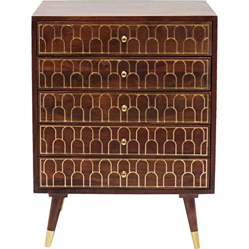 Kare Design 83487 Kommode Muskat -5 Schübe, kleines, schmales Sideboard mit 5 Schüben, braunt- gold, Retro Kommode, (H/B/T) 80x60x40 cm von Kare