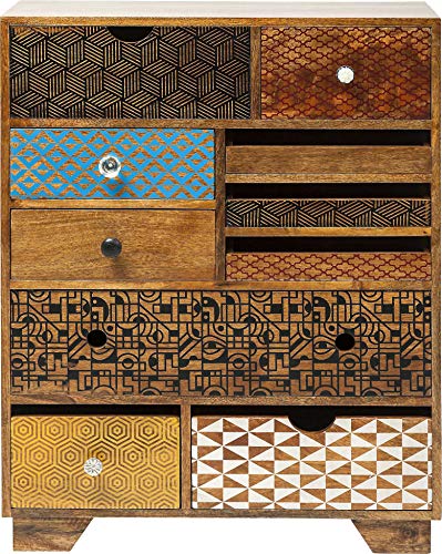 Kare Design Kommode Soleil, 10 Schübe, mehrfarbig, Massivholz, modern, Schubladen, Retro, Lackierung, Stauraum, 90x70x30cm (H/B/T) von Kare