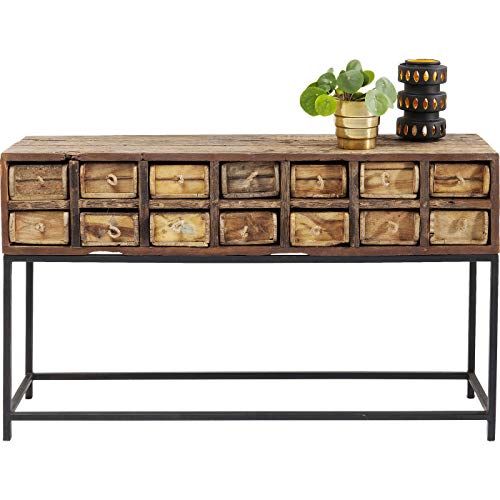 Kare Design Konsole Bastidon 125cm, schöne Holzkonsole mit Schubladen und Stauraum, Gestell schwarz, 14 Schubladen, Unikat, 75x125x33cm (H/B/T) von Kare