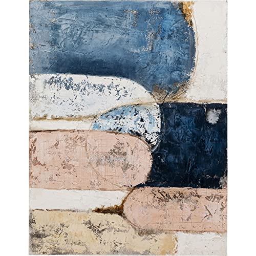 Kare Design Leinwandbild Art Ovals Blau/Rosa, Leinwand, Wanddekoration, Massivholz Rahmen, handgemalte Details, Acrylfarbe, Wandbild, abstrakt, 120x90x3,7cm von Kare