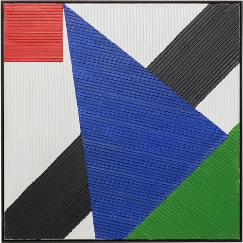 Kare Design Leinwandbild Art Triangles, Blau, Wandbild, Leinwand, Acrylfarbe, handgemalt, Unikat, 102x102 cm (L/B) von Kare
