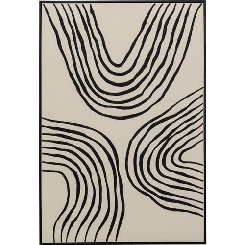 Kare Design Leinwandbild Artistic Bow, Schwarz/Weiß, Wandbild, Bild mit Rahmen, mit Ölfarbe handgemalt, Abstrakt, Modern, Wohnzimmer, Schlafzimmer, Flur, 113x73 cm (L/B) von Kare