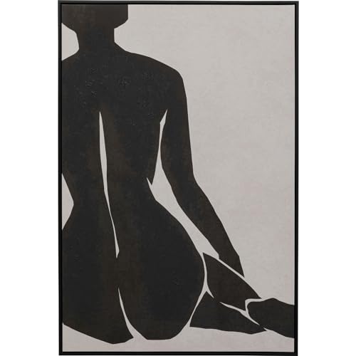 Kare Design Leinwandbild Nude Lady, Schwarz/Weiß, Wandbild, Bild mit Rahmen, hangemalte Details, Abstrakt, Modern, Wohnzimmer, Schlafzimmer, Flur, 113x73 cm (L/B) von Kare