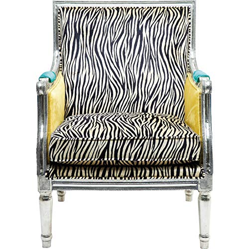 Kare Design Loungesessel Regency Zebra, 78128, bequemer XL Lese/TV-Polstersessel mit Armlehne, schwarz-weiss silber (H/B/T) 98x70x68cm von Kare