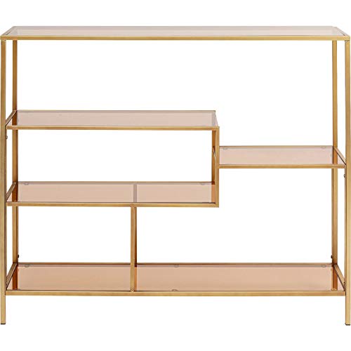 Kare Design Regal Loft, Gold, 5 Ablagen, Stahlgestell, Glas Fachböden, 100x115x30 cm (H/B/T) von Kare