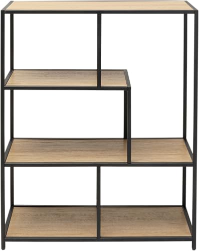 Kare Design Regal Loftie Nature, Schwarz-Braun, Konsole, offenes Regal, Ablage, Stahlgestell, Wohnzimmer, Schlafzimmer, Flur, 100x77x30 cm (H-B-T) von Kare