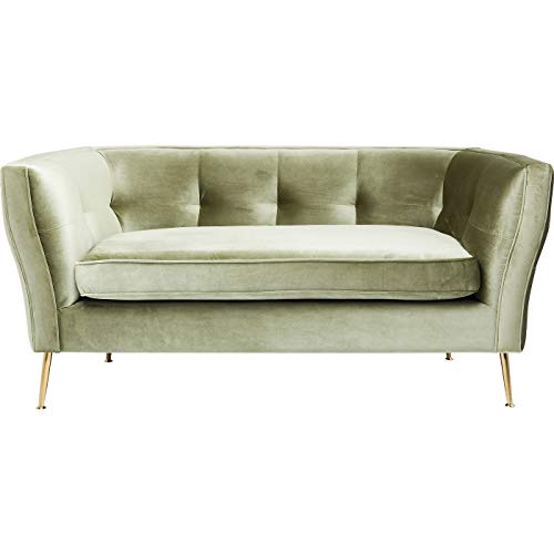 Kare Design Rimini, 2-Sitzer Sofa, Kiefer Massivholz, Grün, Sitzhöhe 47cm, Samt Look, Mid-Century Look, Couch, Wohnzimmer, (H/B/T) 76x170x86cm von Kare