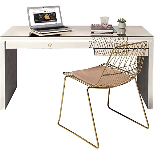 Kare Design Schreibtisch Luxury Champagne 140 x 60 cm, für das Büro als Blickfang, Spiegeloptik, mit Schubladen, weitere Ausführungen der Serie erhältlich (H/B/T) 77,5 x 140 x 60,5 cm, Champagner von Kare