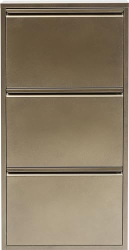 Kare Design Schuhschrank Caruso, Bronze, Schuhregal, Stahl, Schuhablage mit 3 Klappen, für 6 Paar Schuhe, schmal, platzsparend, 103x50x14 cm (H/B/T) von Kare