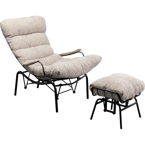 Kare Design Sessel + Hocker Vienna Swing, Beige, Schaukelsessel, Schwing-Funktion, 40 cm Sitzhöhe, Wohnzimmer, Schlafzimmer, 97x83x106 cm (H/B/T) von Kare