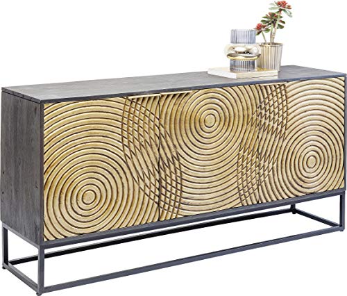 Kare Design Sideboard Circulo, Massivholz Sideboard, verziertes Sideboard groß, kunstvolles Sideboard, (H/B/T) 80x160x40cm, Gold von Kare