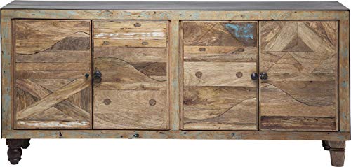 Kare Design Sideboard Duld Range, niedrige Kommode kombiniert aus Mango, Pappel-und Eukalyptus-Holz, individuell gestaltete Anrichte in Naturoptik, (H/B/T) 85 x 180 x 40 cm, Braun von Kare