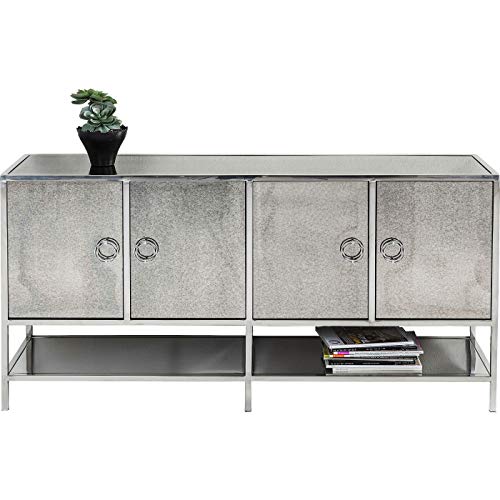 Kare 81564 Design Sideboard Moonscape, silbernes Sideboard, glas Sideboard, modernes Sideboard, (H/B/T) 80x155,5x42cm von Kare