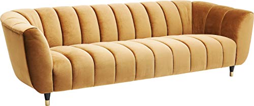 Kare Design Sofa Spectra, 3-Sitzer in messinggelb, vulominös aber elegant, abgestepptes Retrosofa, Samtsofa, (H/B/T) 71x245x96cm von Kare