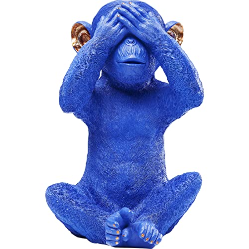 Kare Design Spardose Monkey Mizaru, Blau, Affen Sparbüchse, Sparschwein, Tierfigur Sparbox, Geldaufgebewahrung, Deko Figur, Geschenk, 35x24x23 cm (H/B/T) von Kare