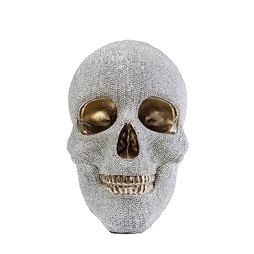 Kare Design Spardose Skull Crystals, Weiß/Gold, Spardose,Totenkopf, Kristall, handgearbeitet, Unikat, 17x14x23 cm (H/B/T) von Kare